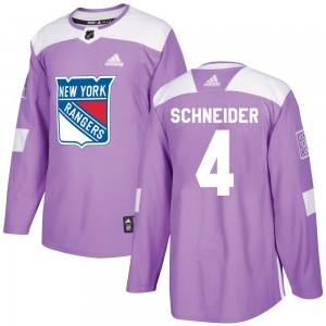 Men's Adidas New York Rangers Braden Schneider Purple Fights Cancer Practice Jersey - Authentic