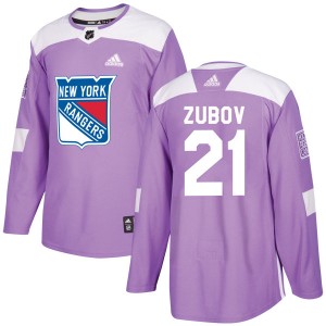 Men's Adidas New York Rangers Sergei Zubov Purple Fights Cancer Practice Jersey - Authentic