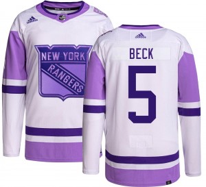 Men's Adidas New York Rangers Barry Beck Hockey Fights Cancer Jersey - Authentic