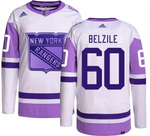 Men's Adidas New York Rangers Alex Belzile Hockey Fights Cancer Jersey - Authentic