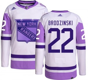 Men's Adidas New York Rangers Jonny Brodzinski Hockey Fights Cancer Jersey - Authentic