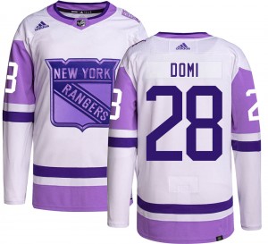 Men's Adidas New York Rangers Tie Domi Hockey Fights Cancer Jersey - Authentic