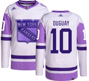 Men's Adidas New York Rangers Ron Duguay Hockey Fights Cancer Jersey - Authentic