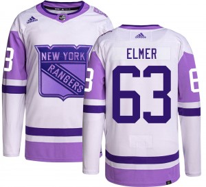 Men's Adidas New York Rangers Jake Elmer Hockey Fights Cancer Jersey - Authentic