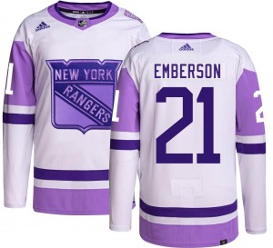 Men's Adidas New York Rangers Ty Emberson Hockey Fights Cancer Jersey - Authentic