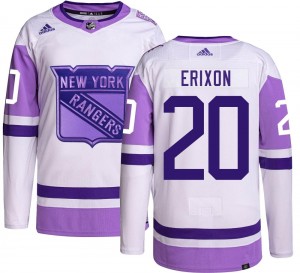 Men's Adidas New York Rangers Jan Erixon Hockey Fights Cancer Jersey - Authentic