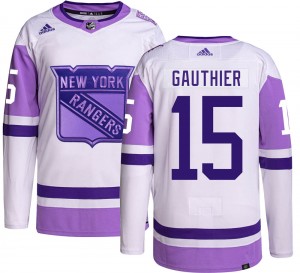 Men's Adidas New York Rangers Julien Gauthier Hockey Fights Cancer Jersey - Authentic