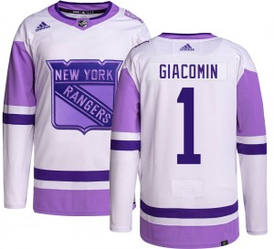 Men's Adidas New York Rangers Eddie Giacomin Hockey Fights Cancer Jersey - Authentic