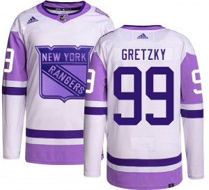 Men's Adidas New York Rangers Wayne Gretzky Hockey Fights Cancer Jersey - Authentic