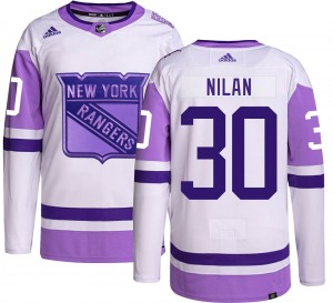 Men's Adidas New York Rangers Chris Nilan Hockey Fights Cancer Jersey - Authentic