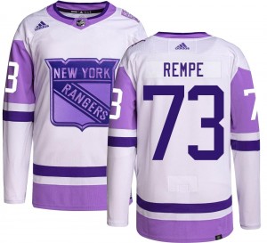 Men's Adidas New York Rangers Matt Rempe Hockey Fights Cancer Jersey - Authentic