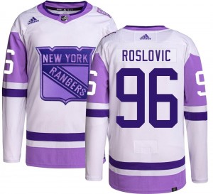Men's Adidas New York Rangers Jack Roslovic Hockey Fights Cancer Jersey - Authentic