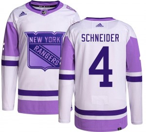 Men's Adidas New York Rangers Braden Schneider Hockey Fights Cancer Jersey - Authentic