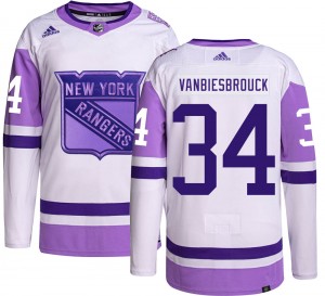 Men's Adidas New York Rangers John Vanbiesbrouck Hockey Fights Cancer Jersey - Authentic