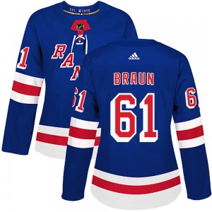 Women's Adidas New York Rangers Justin Braun Royal Blue Home Jersey - Authentic