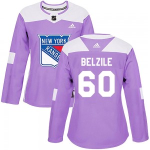 Women's Adidas New York Rangers Alex Belzile Purple Fights Cancer Practice Jersey - Authentic