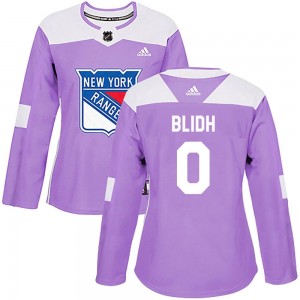 Women's Adidas New York Rangers Anton Blidh Purple Fights Cancer Practice Jersey - Authentic