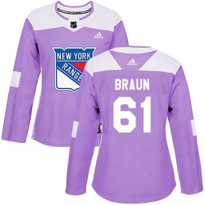 Women's Adidas New York Rangers Justin Braun Purple Fights Cancer Practice Jersey - Authentic