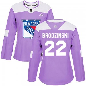 Women's Adidas New York Rangers Jonny Brodzinski Purple Fights Cancer Practice Jersey - Authentic