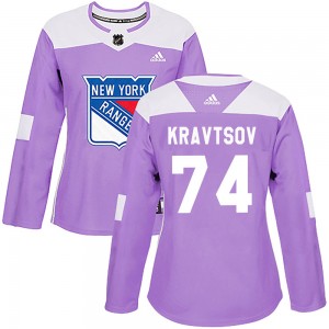 Women's Adidas New York Rangers Vitali Kravtsov Purple Fights Cancer Practice Jersey - Authentic
