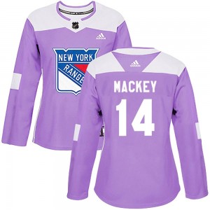 Women's Adidas New York Rangers Connor Mackey Purple Fights Cancer Practice Jersey - Authentic