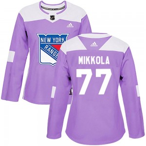 Women's Adidas New York Rangers Niko Mikkola Purple Fights Cancer Practice Jersey - Authentic