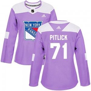Women's Adidas New York Rangers Tyler Pitlick Purple Fights Cancer Practice Jersey - Authentic