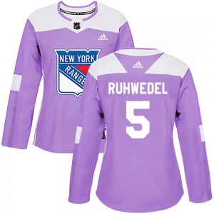 Women's Adidas New York Rangers Chad Ruhwedel Purple Fights Cancer Practice Jersey - Authentic