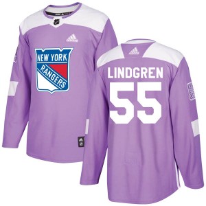 Youth Adidas New York Rangers Ryan Lindgren Purple Fights Cancer Practice Jersey - Authentic