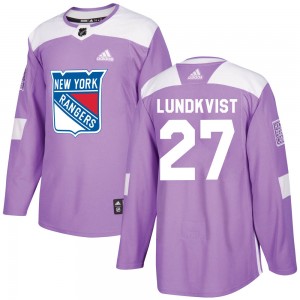 Youth Adidas New York Rangers Nils Lundkvist Purple Fights Cancer Practice Jersey - Authentic