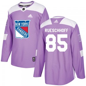 Youth Adidas New York Rangers Austin Rueschhoff Purple Fights Cancer Practice Jersey - Authentic
