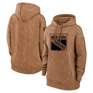 Women's New York Rangers Brown 2023 Salute to Service Pullover Hoodie -