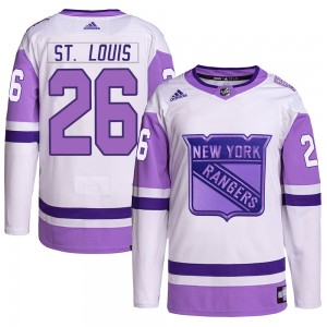 Men's Adidas New York Rangers Martin St. Louis White/Purple Hockey Fights Cancer Primegreen Jersey - Authentic
