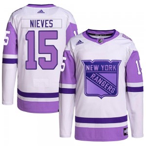 Men's Adidas New York Rangers Boo Nieves White/Purple Hockey Fights Cancer Primegreen Jersey - Authentic