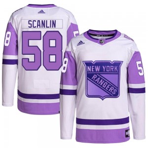 Men's Adidas New York Rangers Brandon Scanlin White/Purple Hockey Fights Cancer Primegreen Jersey - Authentic