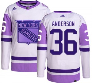 Youth Adidas New York Rangers Glenn Anderson Hockey Fights Cancer Jersey - Authentic