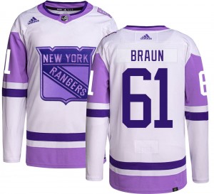 Youth Adidas New York Rangers Justin Braun Hockey Fights Cancer Jersey - Authentic