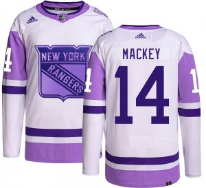 Youth Adidas New York Rangers Connor Mackey Hockey Fights Cancer Jersey - Authentic