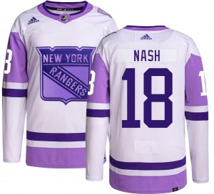 Youth Adidas New York Rangers Riley Nash Hockey Fights Cancer Jersey - Authentic