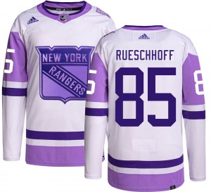 Youth Adidas New York Rangers Austin Rueschhoff Hockey Fights Cancer Jersey - Authentic