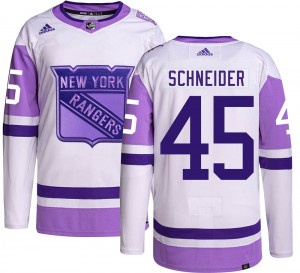 Youth Adidas New York Rangers Braden Schneider Hockey Fights Cancer Jersey - Authentic