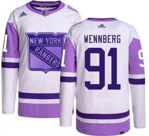 Youth Adidas New York Rangers Alex Wennberg Hockey Fights Cancer Jersey - Authentic