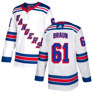 Men's Adidas New York Rangers Justin Braun White Jersey - Authentic