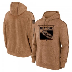 Men's New York Rangers Brown 2023 Salute to Service Club Pullover Hoodie -