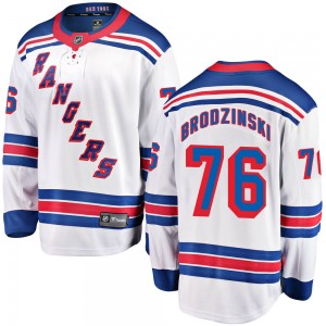 Youth Fanatics Branded New York Rangers Jonny Brodzinski White Away Jersey - Breakaway