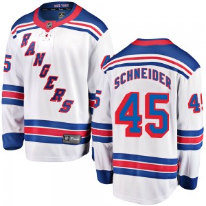 Youth Fanatics Branded New York Rangers Braden Schneider White Away Jersey - Breakaway