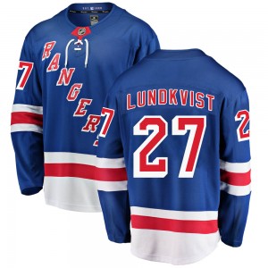 Youth Fanatics Branded New York Rangers Nils Lundkvist Blue Home Jersey - Breakaway