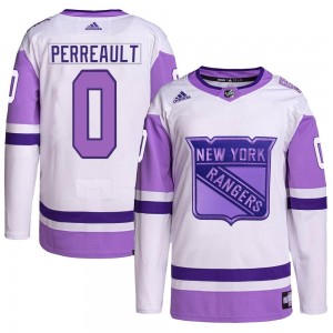 Men's Adidas New York Rangers Gabriel Perreault White/Purple Hockey Fights Cancer Primegreen Jersey - Authentic