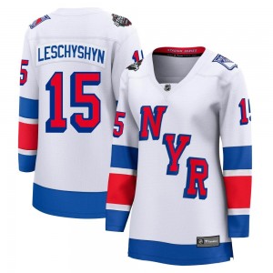 Women's Fanatics Branded New York Rangers Jake Leschyshyn White 2024 Stadium Series Jersey - Breakaway